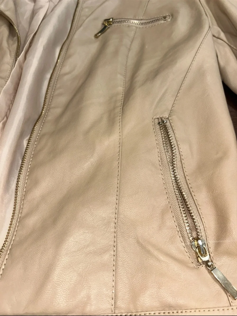 Forever 21 Light Beige Faux Leather Moto Jacket